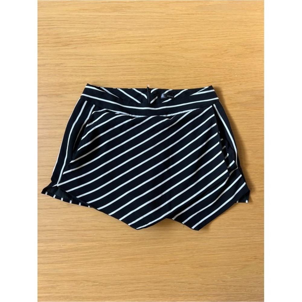 Aqua Black and White Striped Skort Shorts